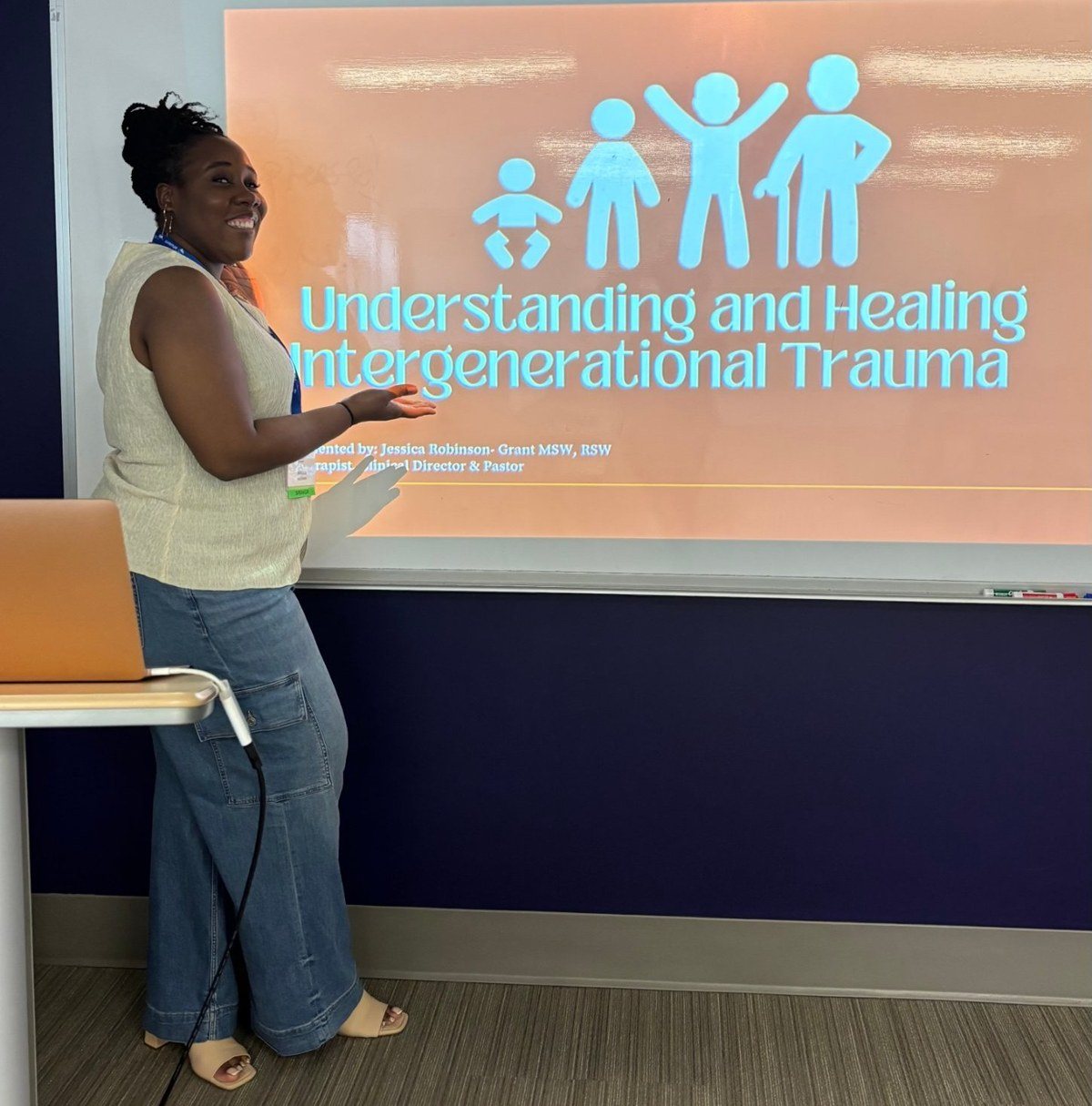 Jessica Robinson-Grant presenting Understanding and Healing Intergenerational Trauma